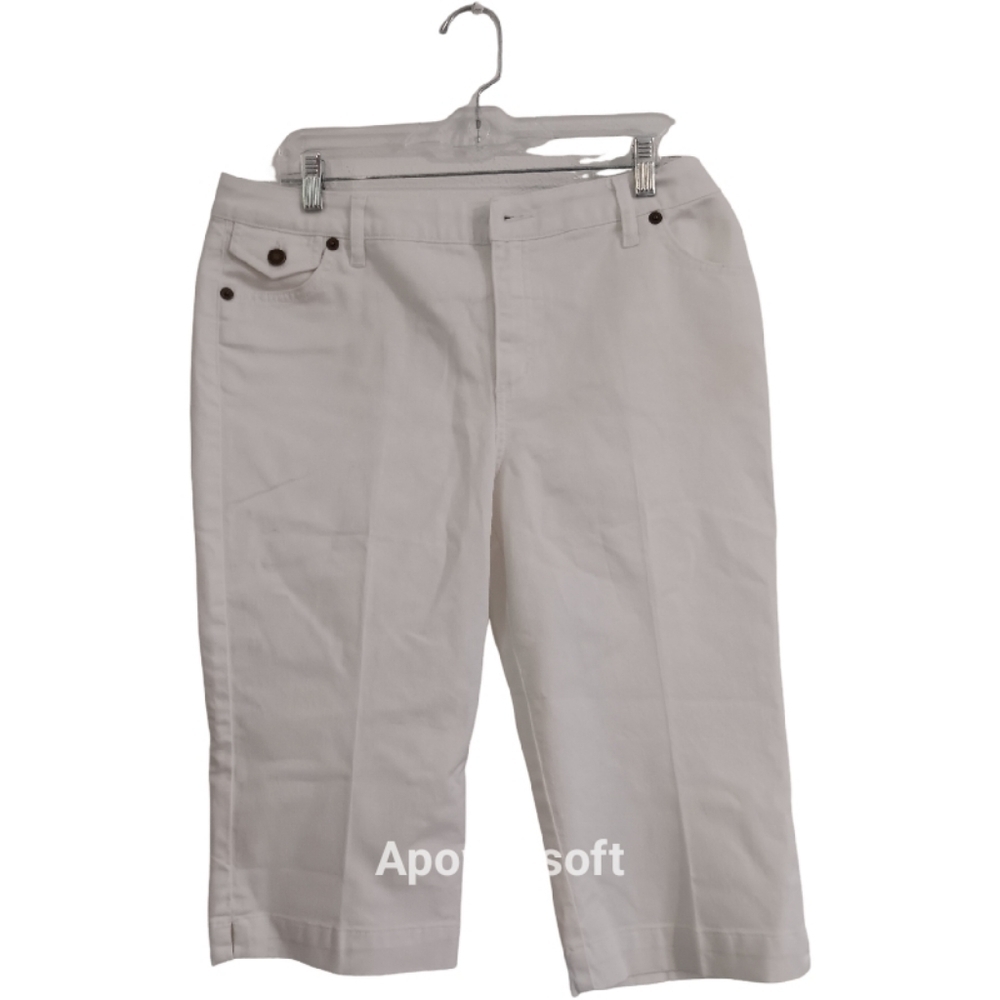 NWT Lands End white denim capris women's size 12